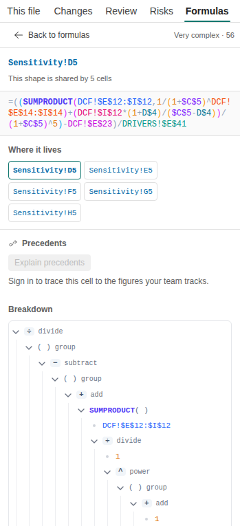 SheetDelta Formulas in the Excel task pane